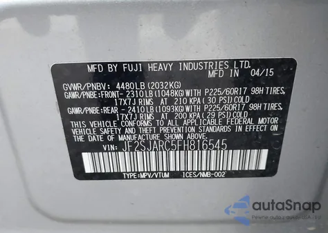 2015 Subaru Forester 2.5I Limited from USA, damaged, VIN JF2SJARC5FH816545